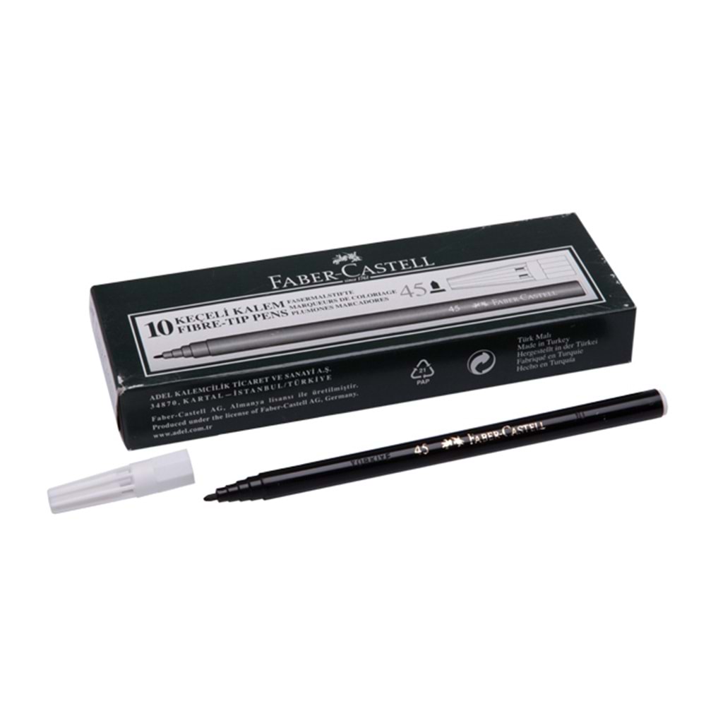 FABER 45 KEÇELİ KALEM SİYAH*10