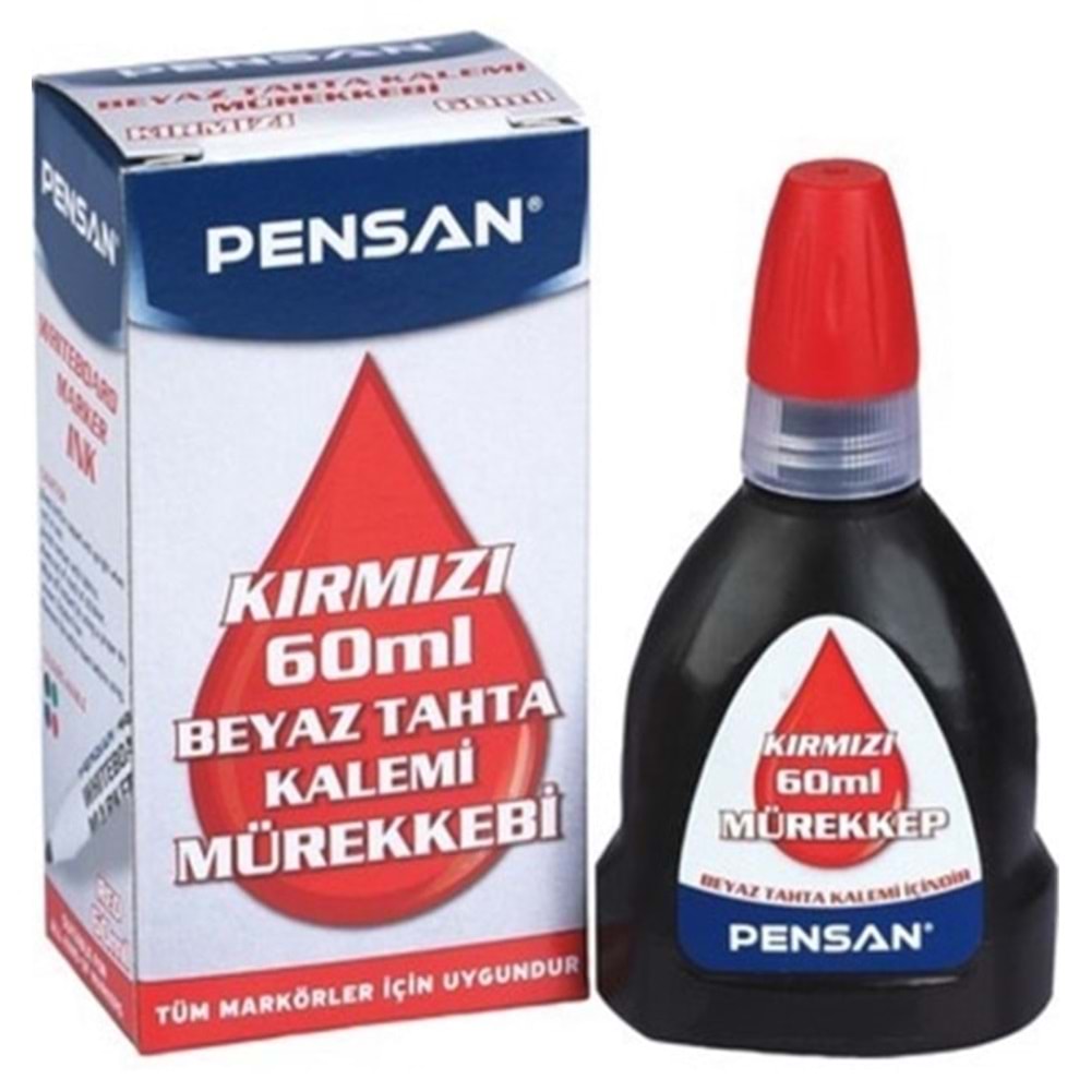 PENSAN 4009 BEYAZ TAHTA KALEM MÜREKKEBİ KIRMIZI 100ML*12