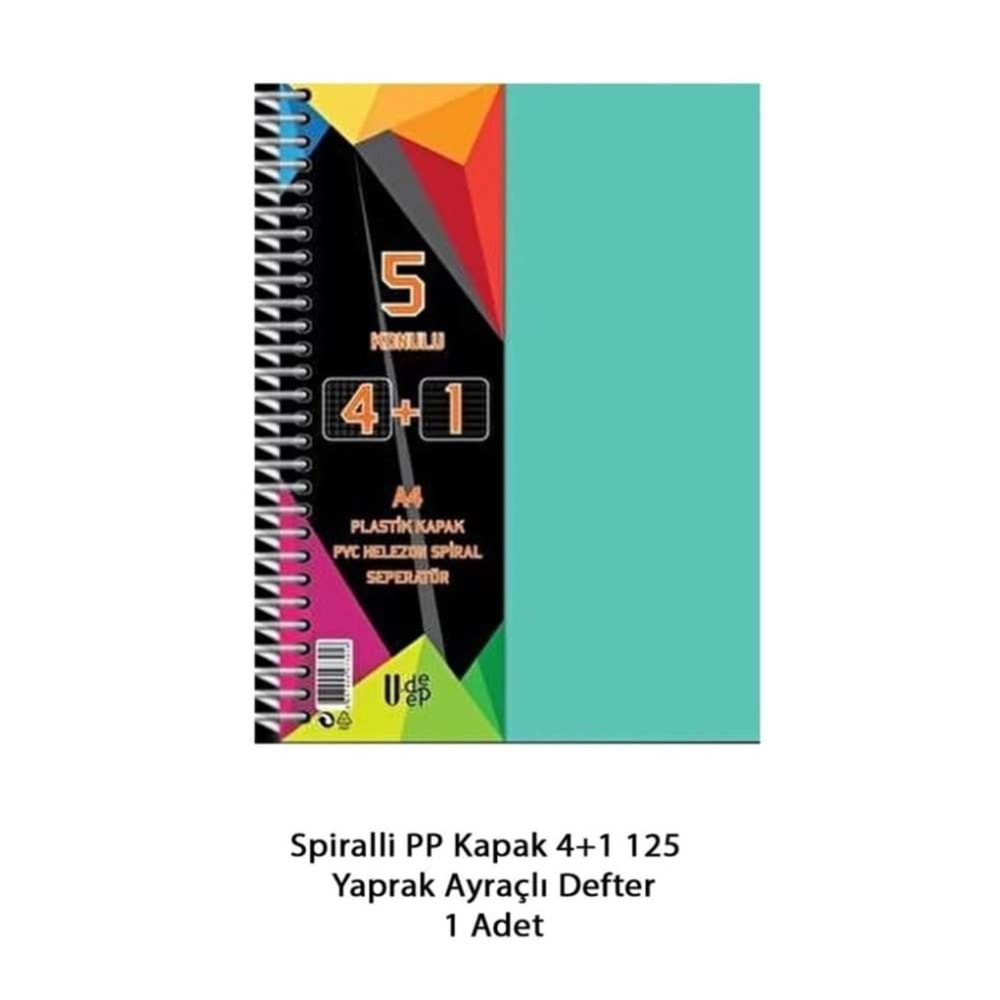 4+1 A-4 SPR PP KPK AYRAÇLI DEFTER 125 YP*56