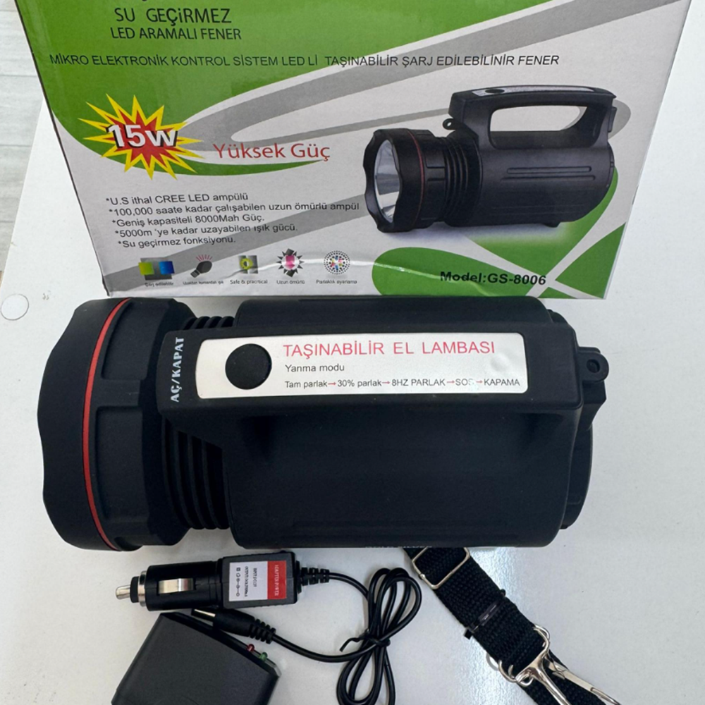 GS8006 GOLD SILVER EL FENERİ ŞARJLI LEDLİ 15W*24