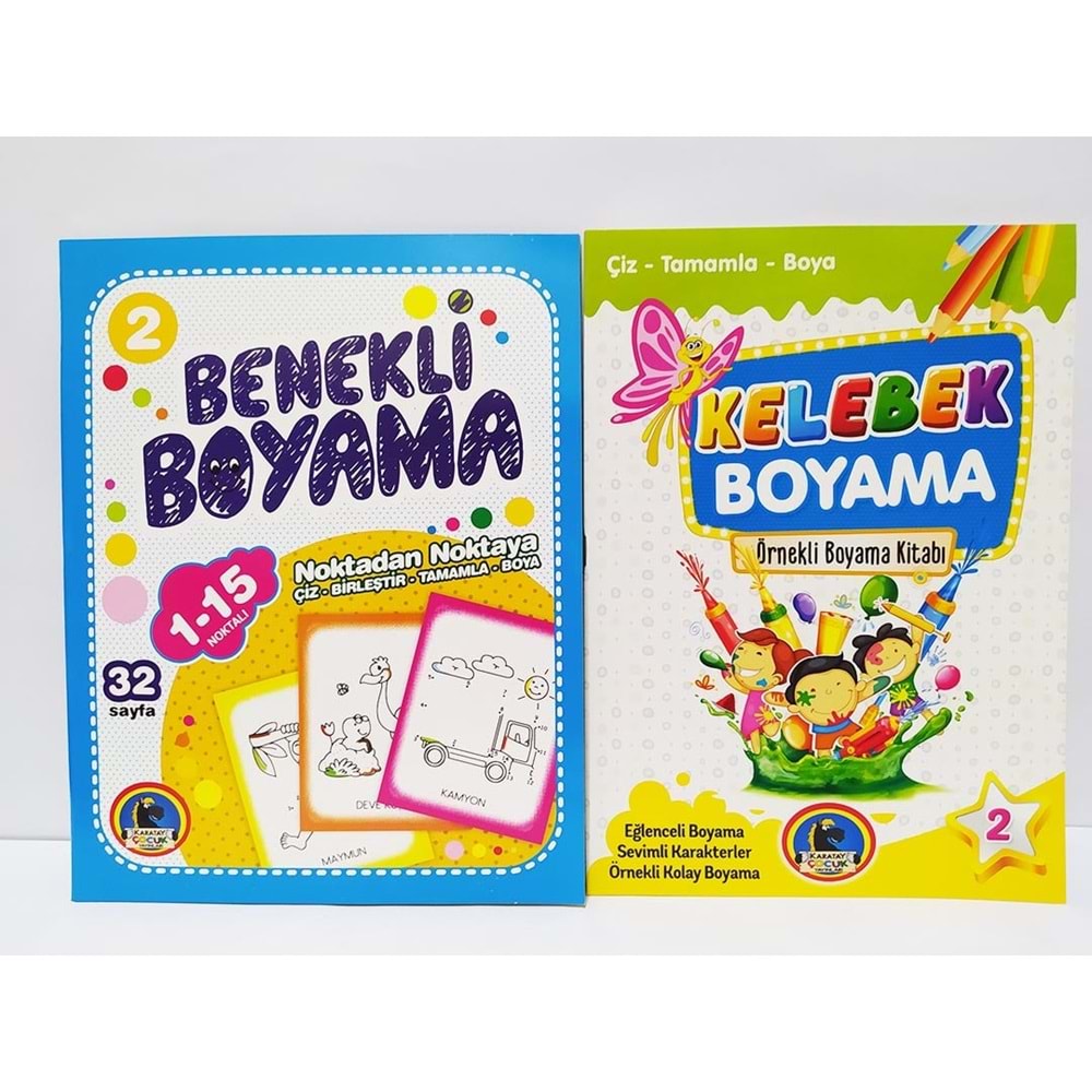 KARATAY KELEBEK BOYAMA ÖRNEKLİ RENKLİ 8 KİTAP 32 SF