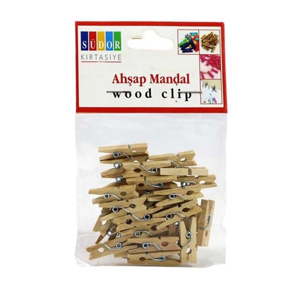 BS100 SÜDOR AHŞAP MANDAL KÜÇÜK 2.5 CM 30 LU*10 naturel