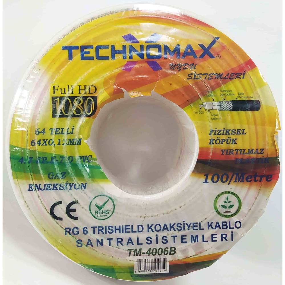 ANTEN VE UYDU KABLOSU RG6* 100 MT