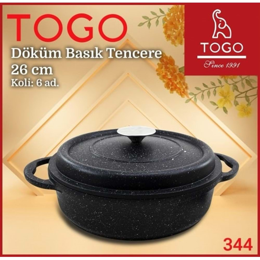 344 TOGO TENCERE BASIK DÖKÜM 26 CM DEMİR KAPAK*4