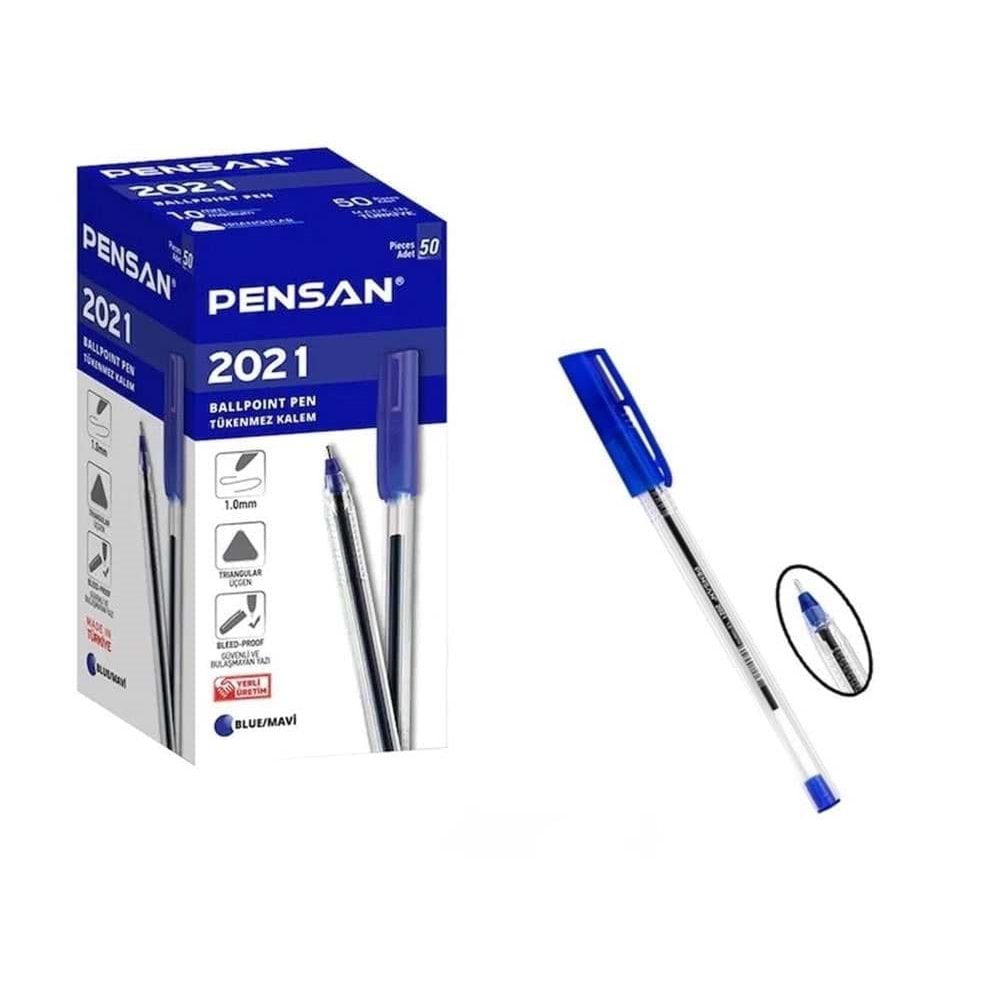 PENSAN 2021 ŞEFFAF ÜÇGEN TÜKENMEZ MAVİ*50
