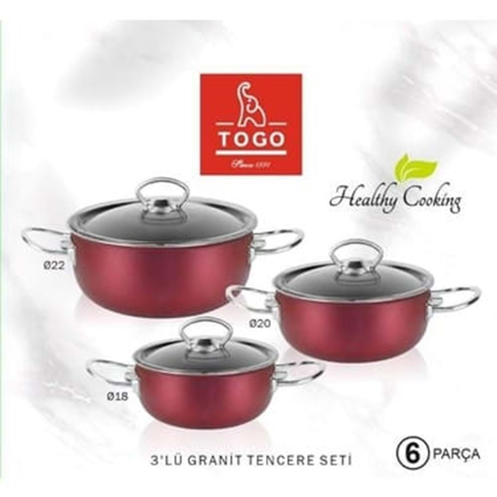 566 TOGO GRANİT GÜVEÇ SET 6 PARÇA (18-20-22CM)