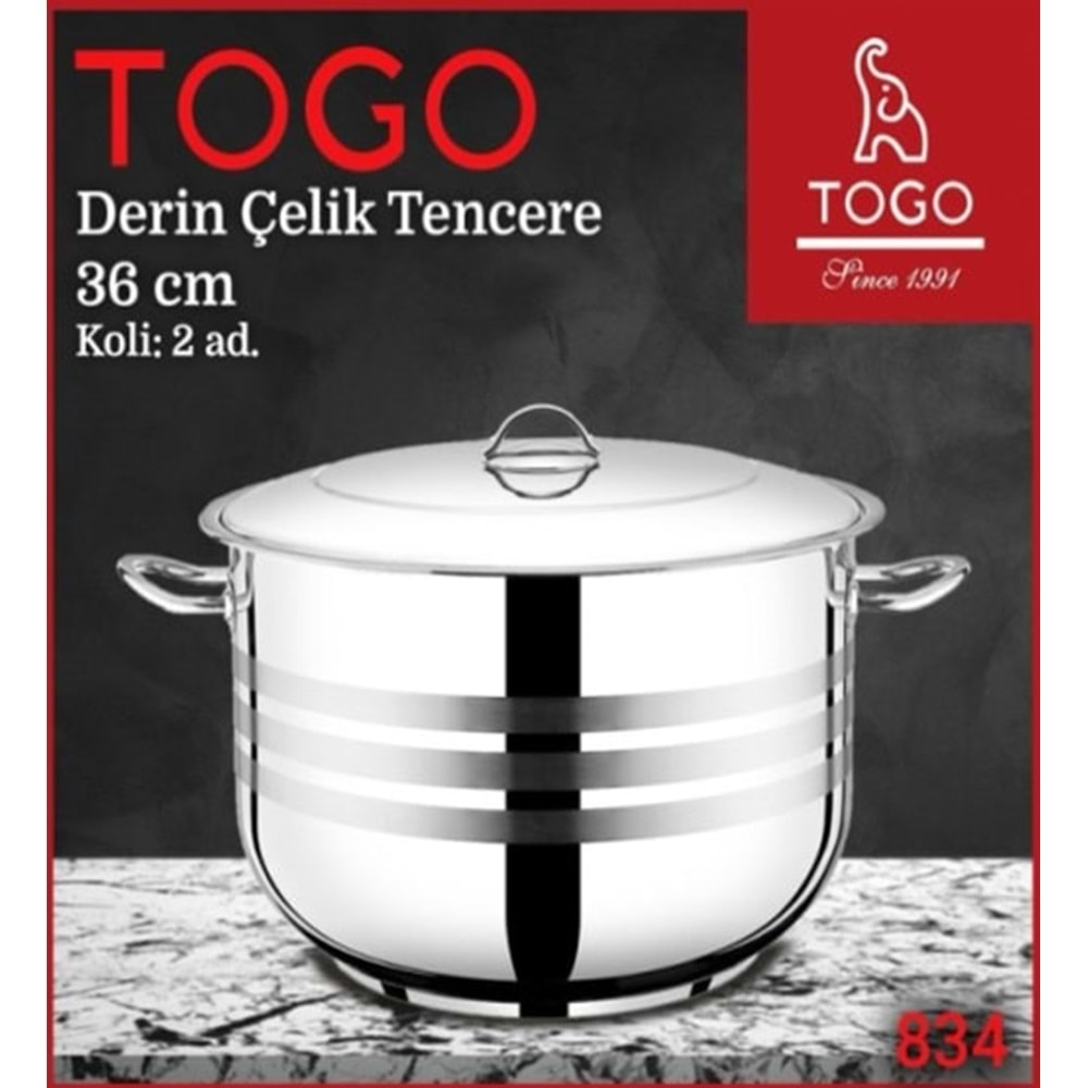 834 TOGO TENCERE DERİN ÇELİK 36 CM 19 LT*2