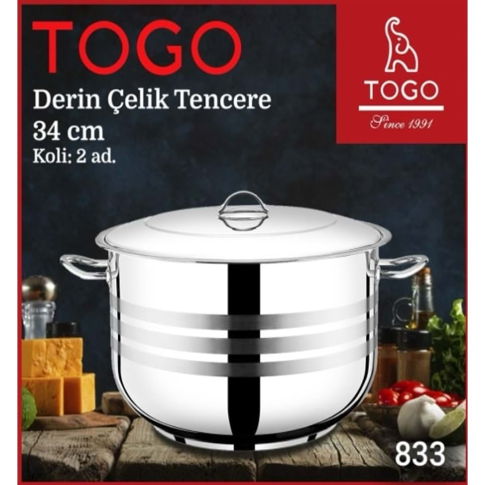 833 TOGO TENCERE DERİN ÇELİK 34 CM 14 LT*2