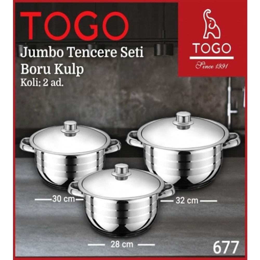 677 TOGO TENCERE SETİ ÇELİK BORU KULP 6 PRÇ. JUMBO*2