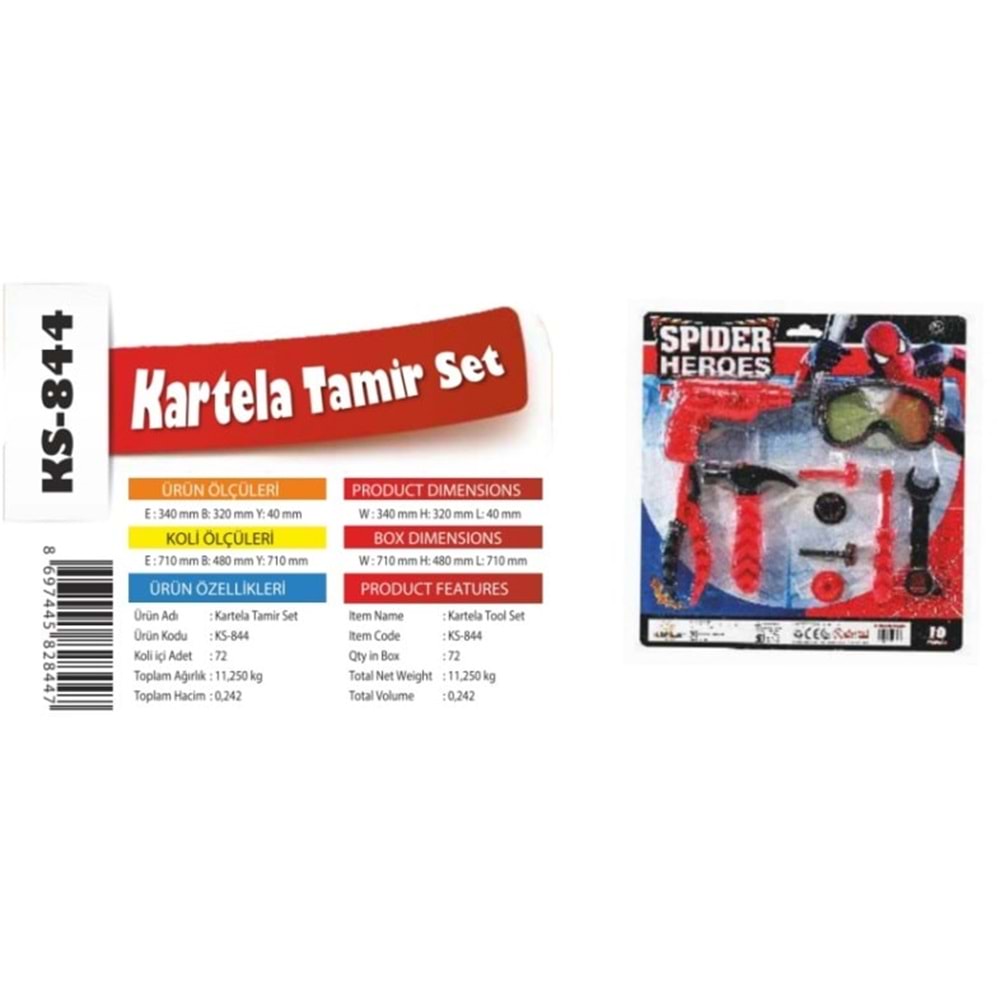 KS844 TAMİR SETİ KARTELA*72