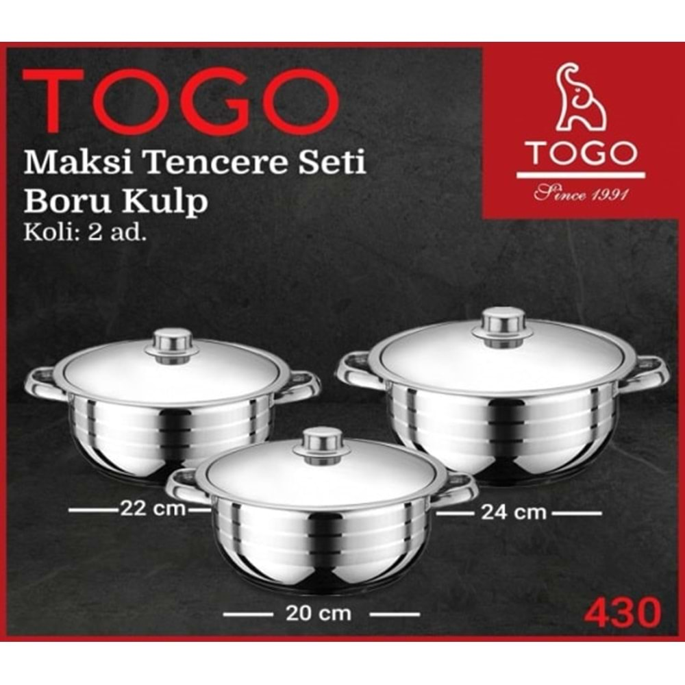 430 TOGO TENCERE SETİ ÇELİK BORU KULP 6 PRÇ. MAXİ*2