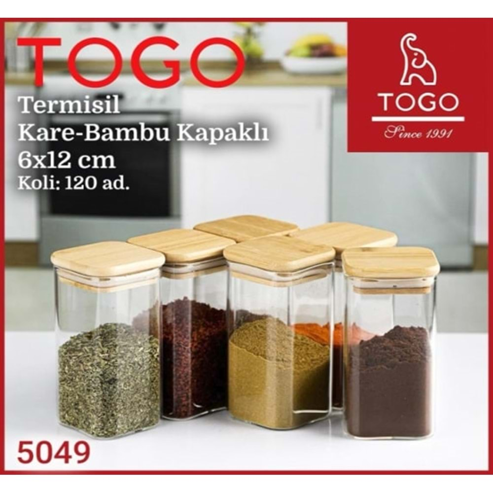 5049 TOGO KAVANOZ KARE BOROSİLİKAT 6X12CM*120