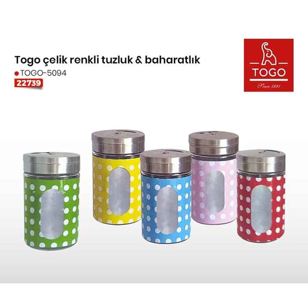 5094 TOGO ÇELİK TUZLUK RENKLİ PUANTİYELİ BÜYÜK BOY*12