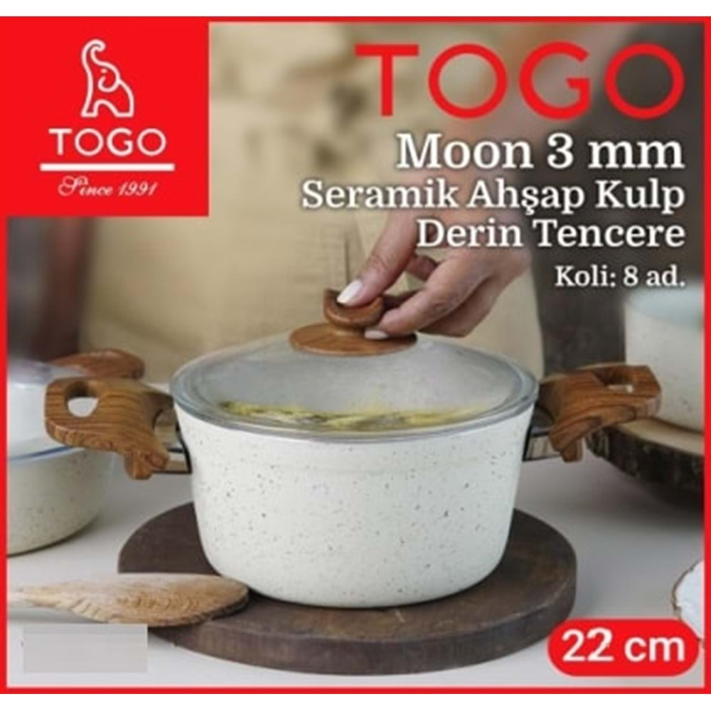 1047 TOGO DERİN GRANİT TENCERE AHŞAP KULP 22 CM*6