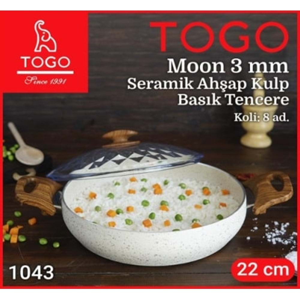 1043 TOGO BASIK GRANİT TENCERE AHŞAP KULP 22 CM*6