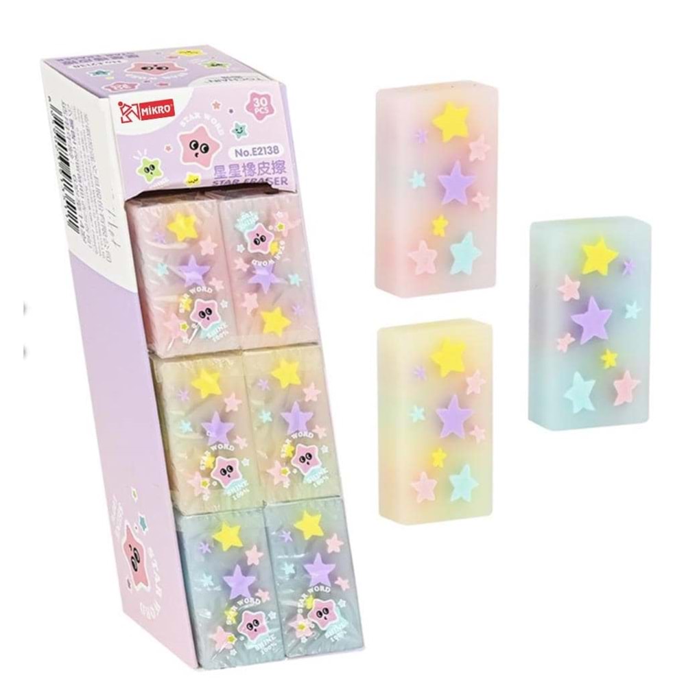 MİKRO E2138 STAR ERASER PVC SİLGİ*30