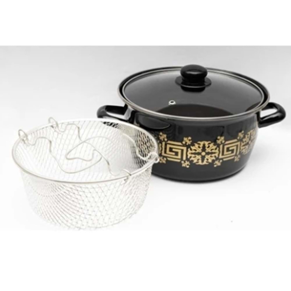 ALEV EMAYE 22 CM KIZARTMA TENCERESİ ÇİÇEKLİ RENKLİ*8