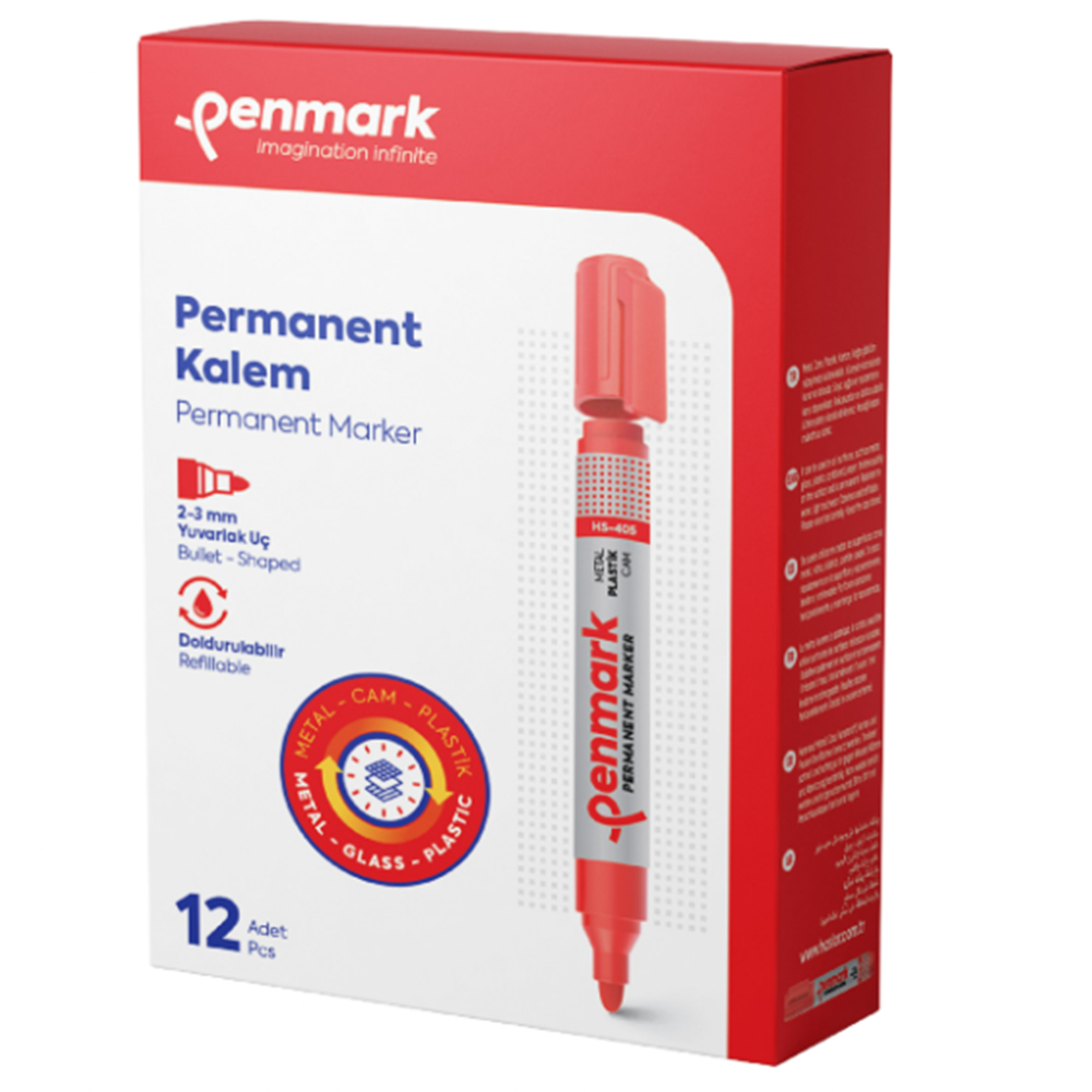 PENMARK HS120003 YUV. UÇ PERMANENT KIRMIZI*12