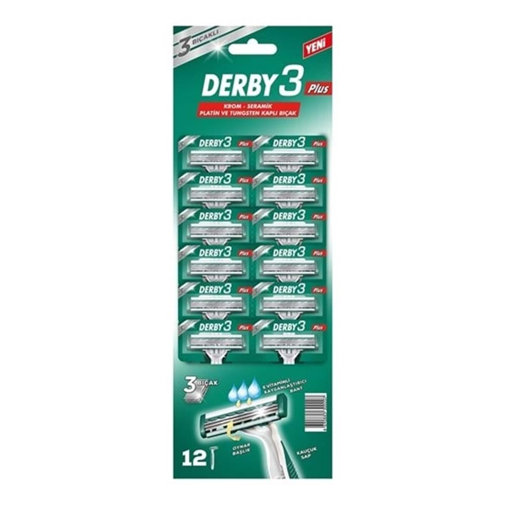 DERBY 3 BIÇAK PLUS KARTELA*12