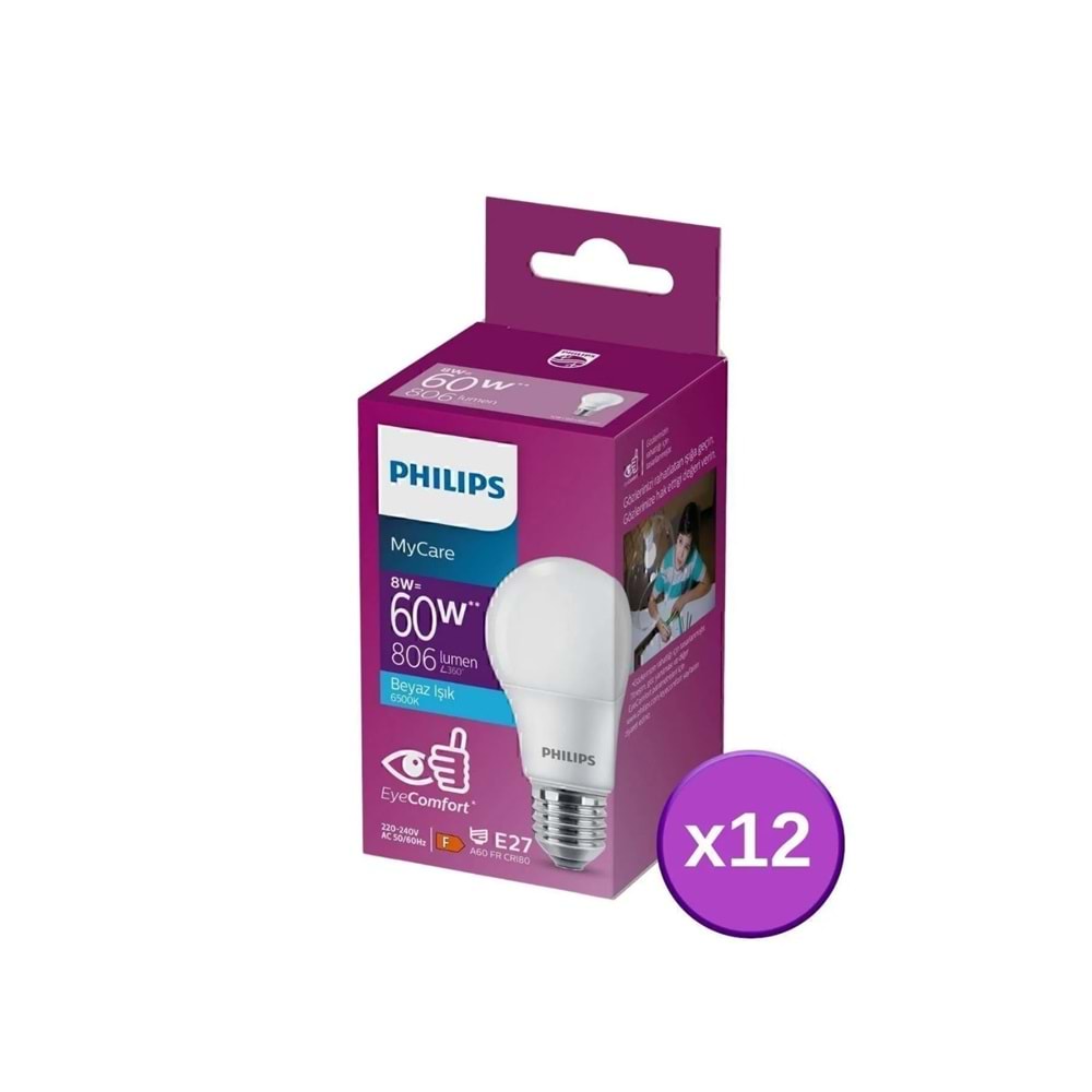 PHILIPS LED AMPUL 8W*12