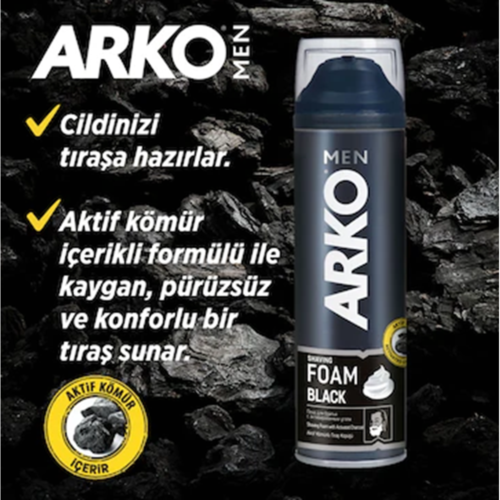 ARKO TRAŞ KÖPÜK 200 ML BLACK *6*24