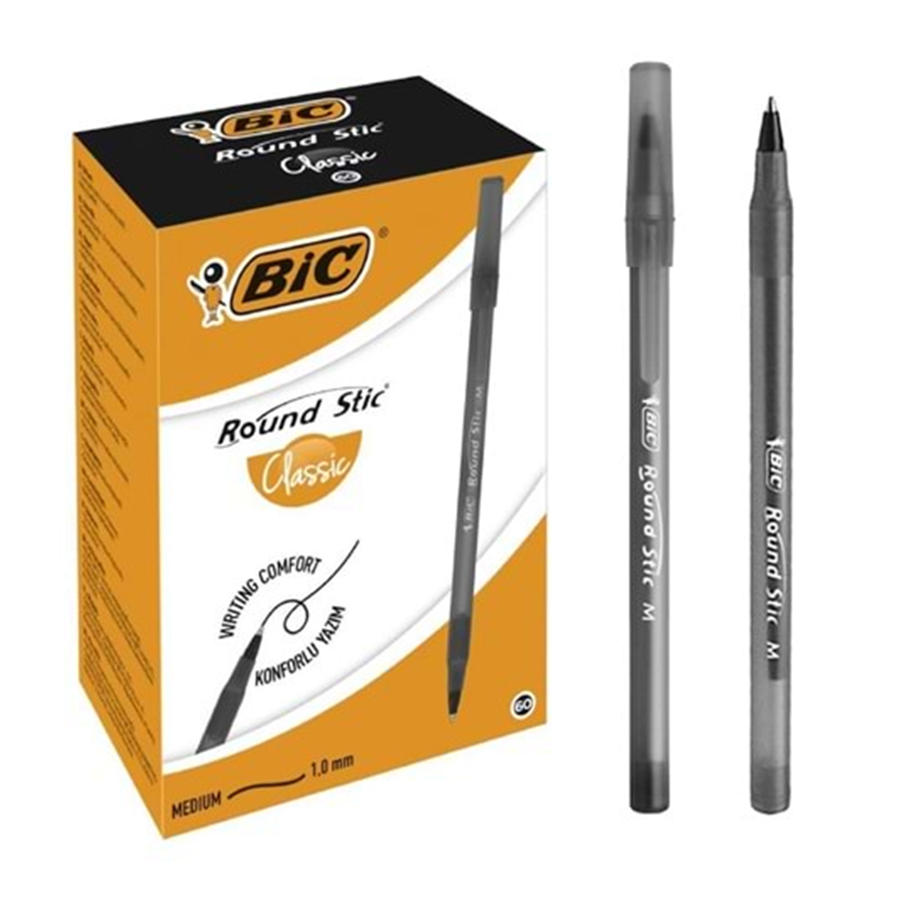 BİC ROUND STİC TÜKENMEZ KALEM SİYAH*60