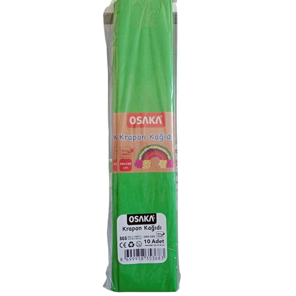 OSAKA OGK526 YEŞİL RENK KRAPON KAĞIDI 10LU