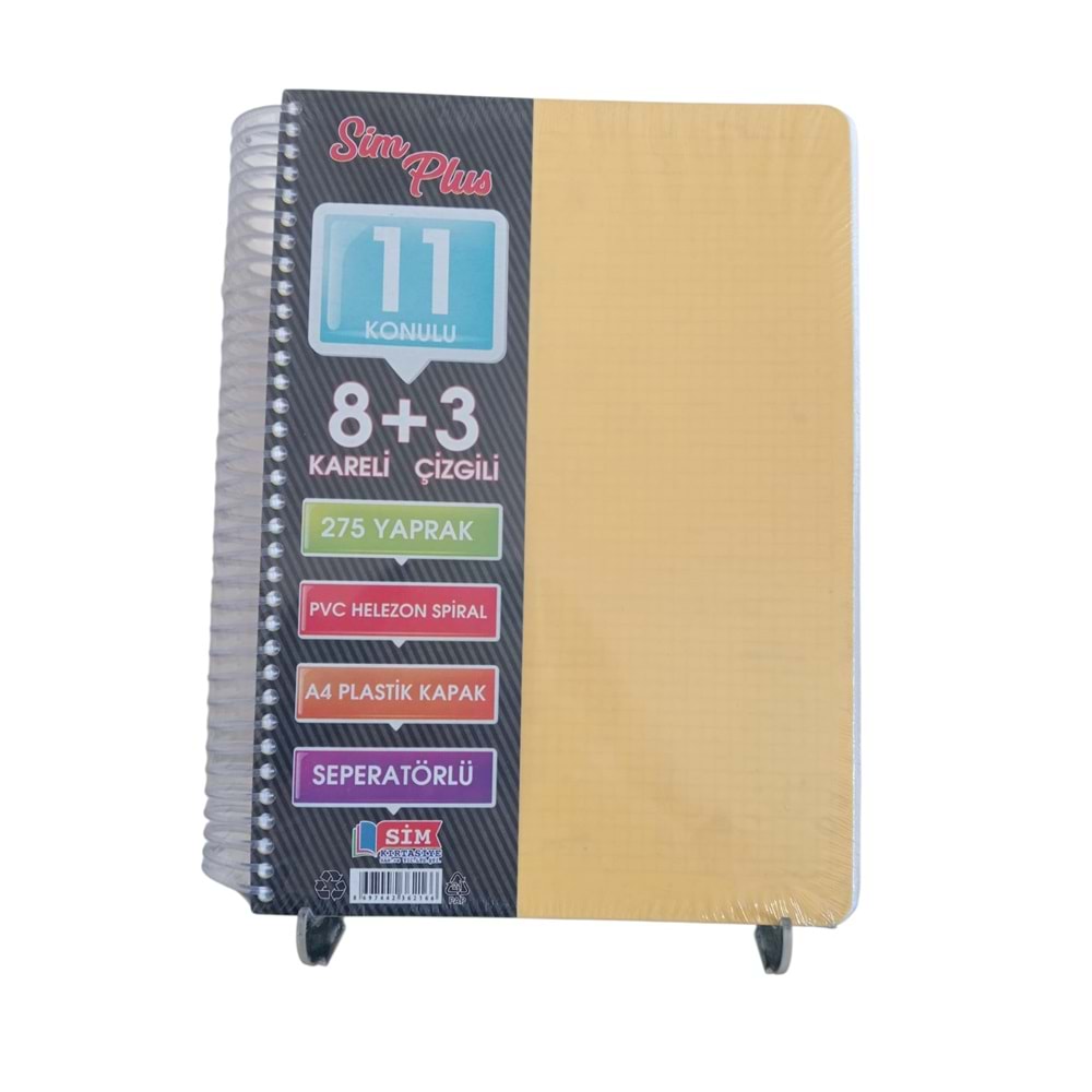 SİM 8+3 A-4 SPR PP KPK AYRAÇLI DEFTER 275 YP