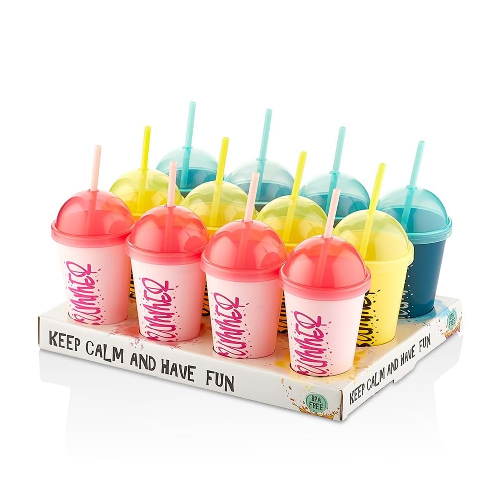 L00850 QLÜX SUMMER PİPETLİ BARDAK *12