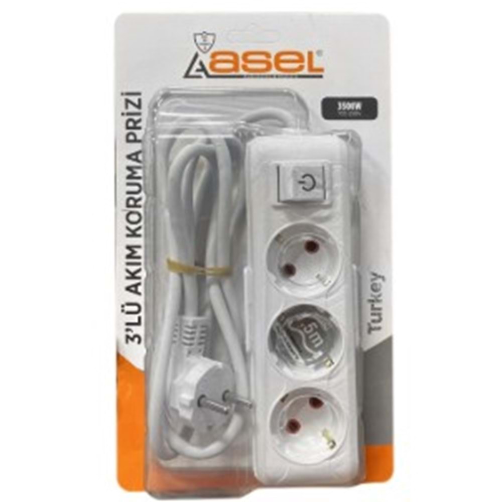 ASEL GRUP PRİZ AKIM KORUMALI ANAHTAR 1,5 MT 3LÜ*16