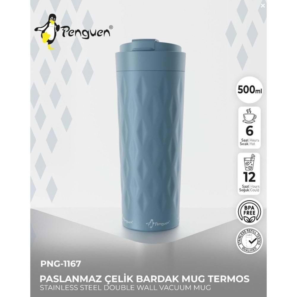 1167 PENGUEN MUG ÇAY TERMOSU DESENLİ 0.5LT*24