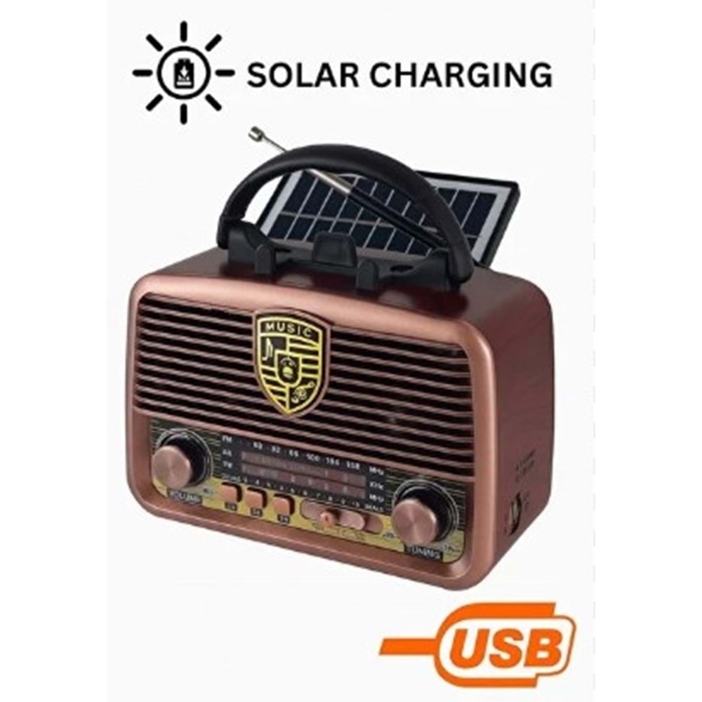 EVERTON RT720 BLUETOOTH RADYO ŞARJLI HAPORLÖR GÜNEŞ ENERJİ