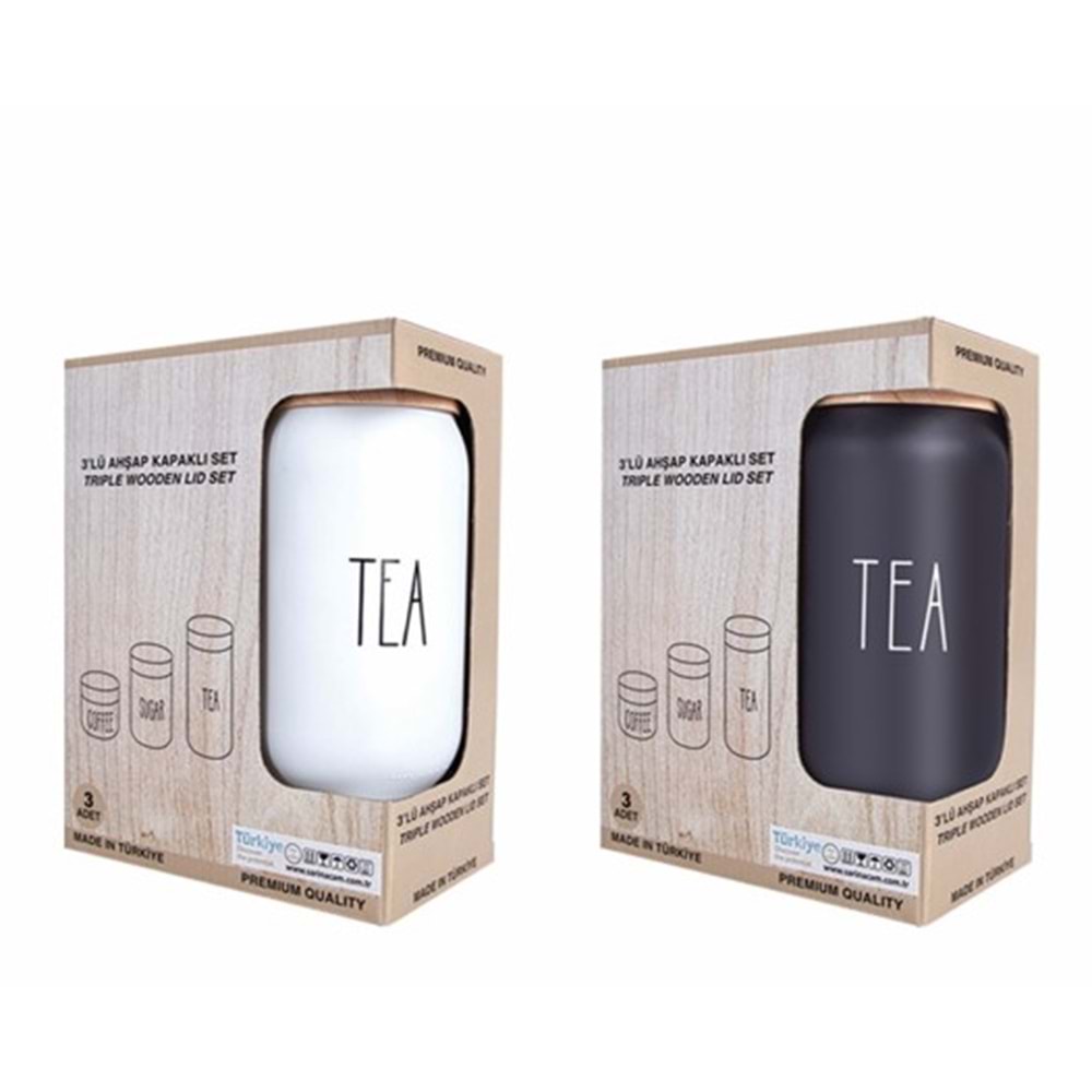 S984 SARİNA 3LÜ AHŞAP KAPAKLI SET KAVANOZ*6