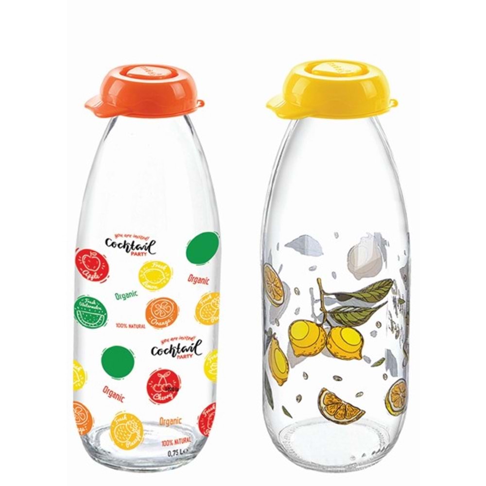 S107 SARİNA DESENLİ MEYVE SUYU ŞİŞESİ 1000 CC *12