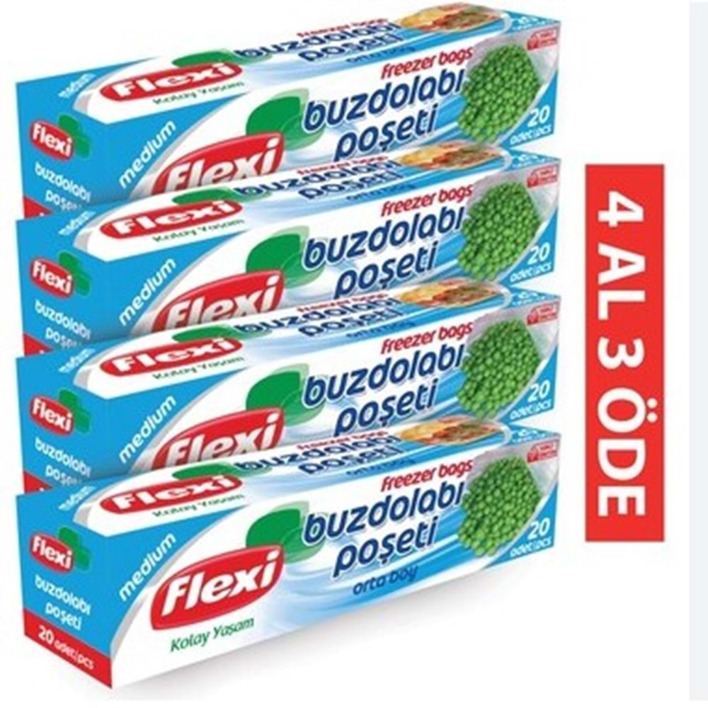 FLEXİ BUZDOLABI POŞETİ 4AL 3ÖDE ORTA BOY*24