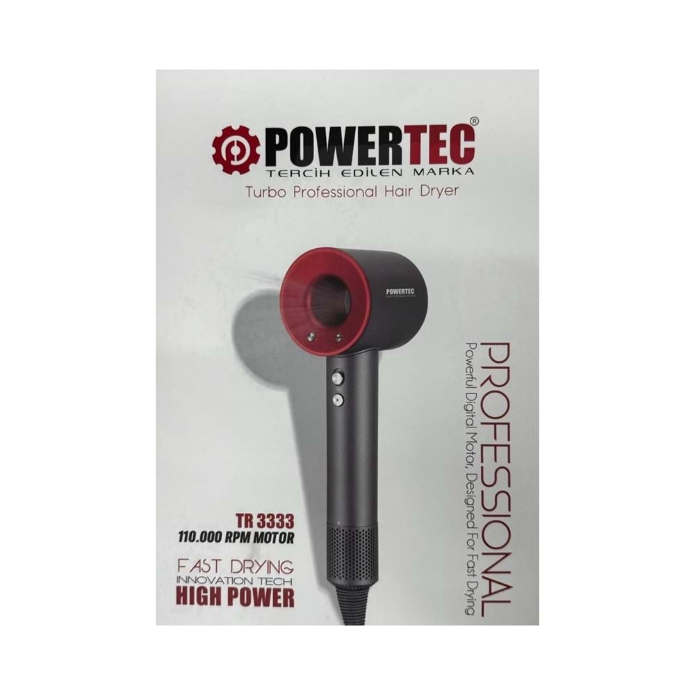 POWERTEC TR3333 PLAZMA SAÇ KURUTMA FÖN MAKİNESİ