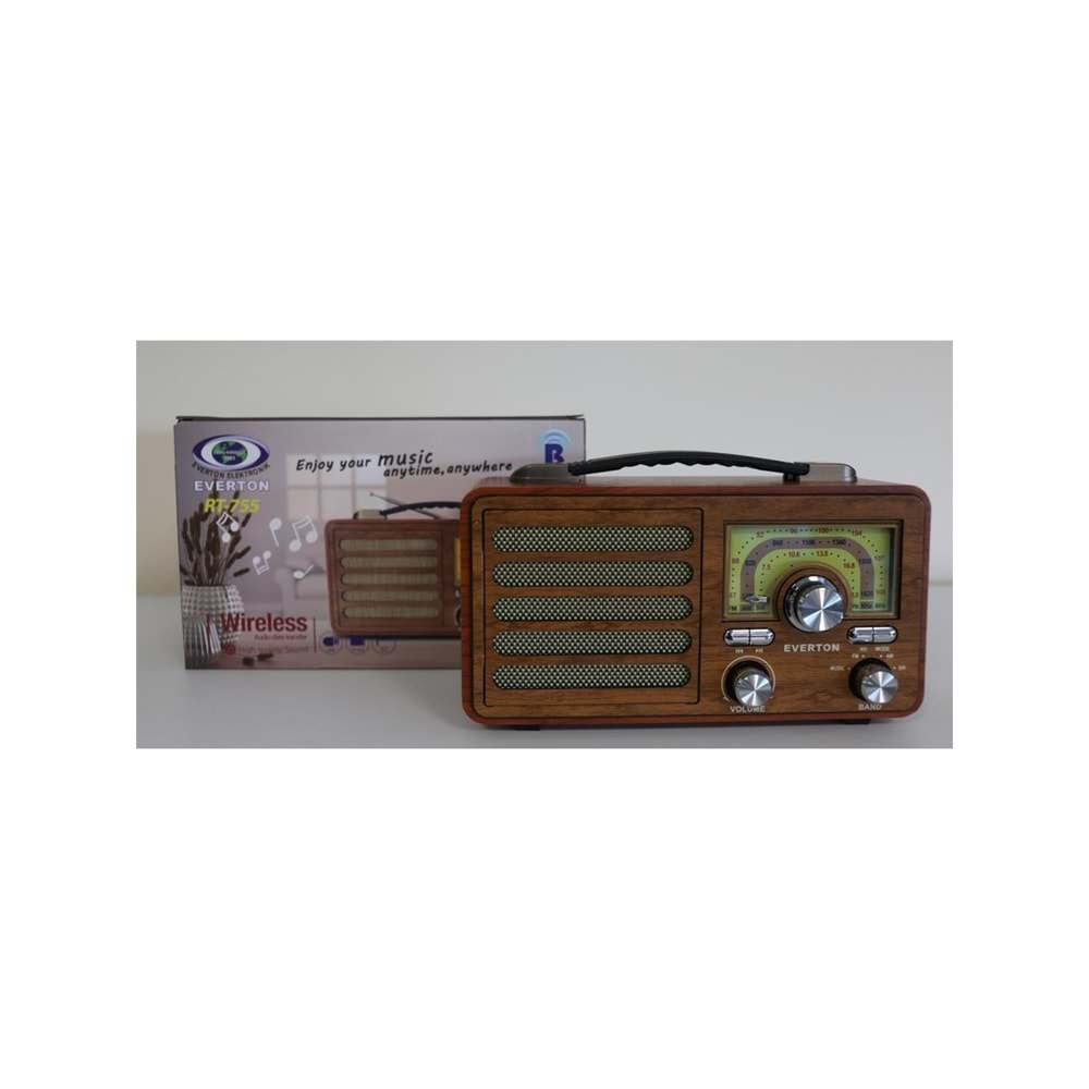 EVERTON RT755 BLUETOOTH RADYO ŞARJLI HAPORLÖR NOSTALJİ