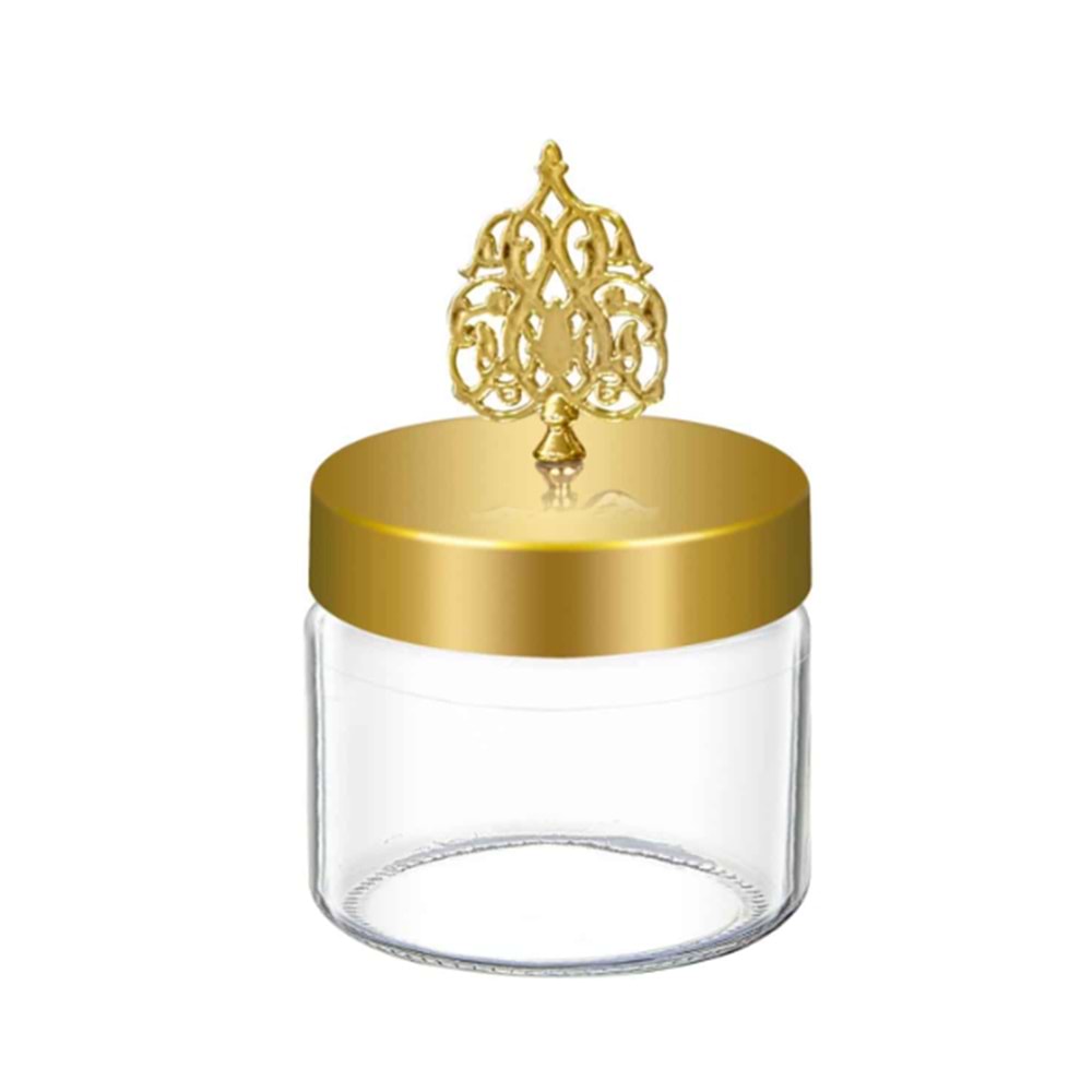 SARİNA S1039 MİMOZA SADE GOLD KAPAKLI KAVANOZ 425CC *12