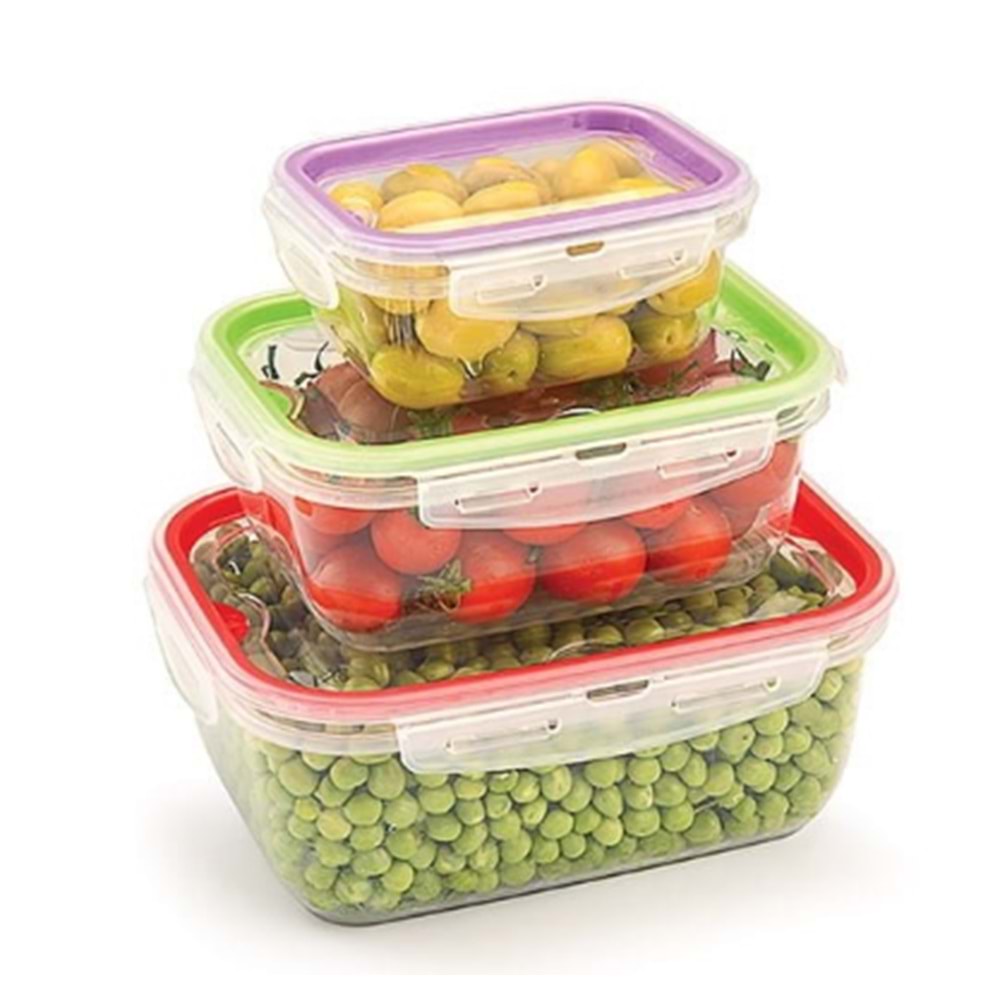 ÜÇSAN M1068 KİLİTLİ DİKDÖRTGEN SAKLAMA KABI 3 LÜ *24