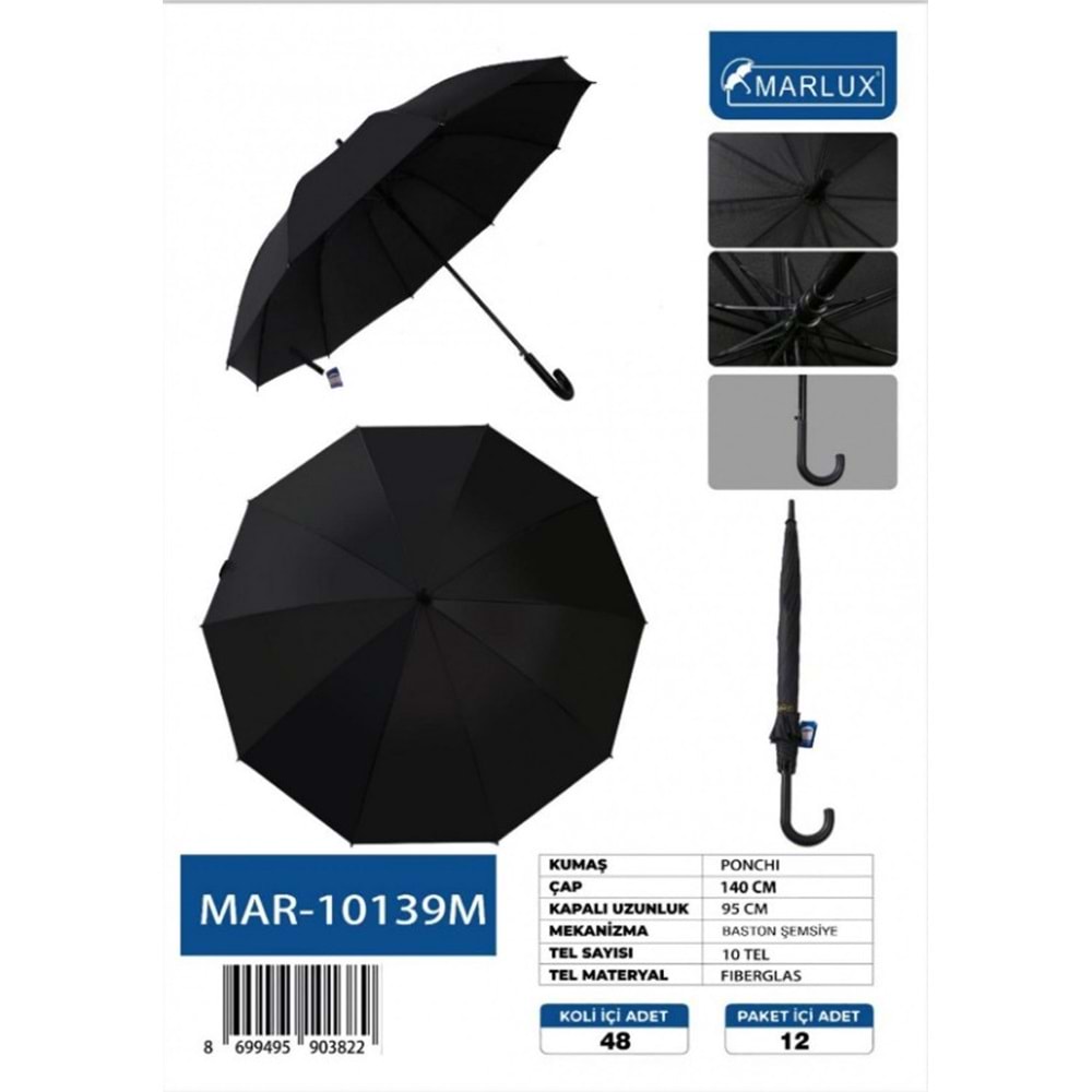 MARLUX MAR10139M BASTONLU ŞEMSİYE RÜZGAR KORUMA 10 TEL