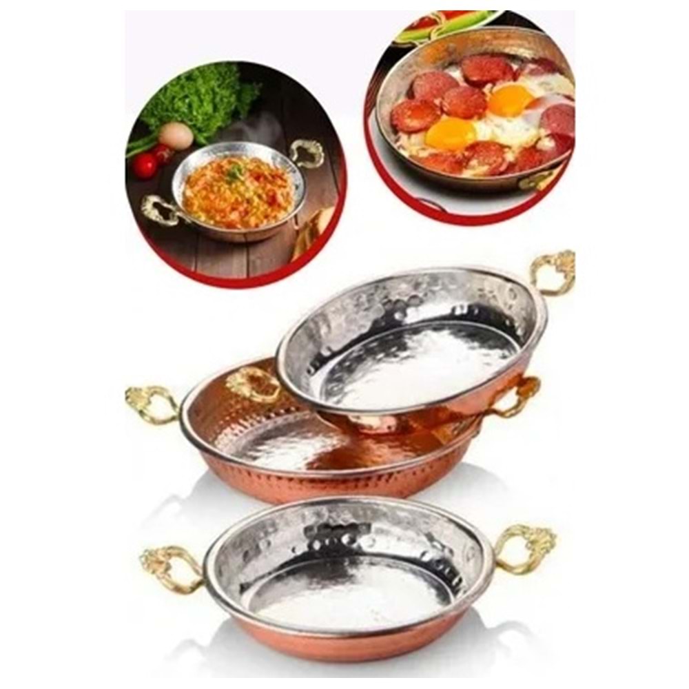ZENLİFE BAKIR 5 NO(22 CM ) ÇİFT KULP YUMURTA SAHANI*30