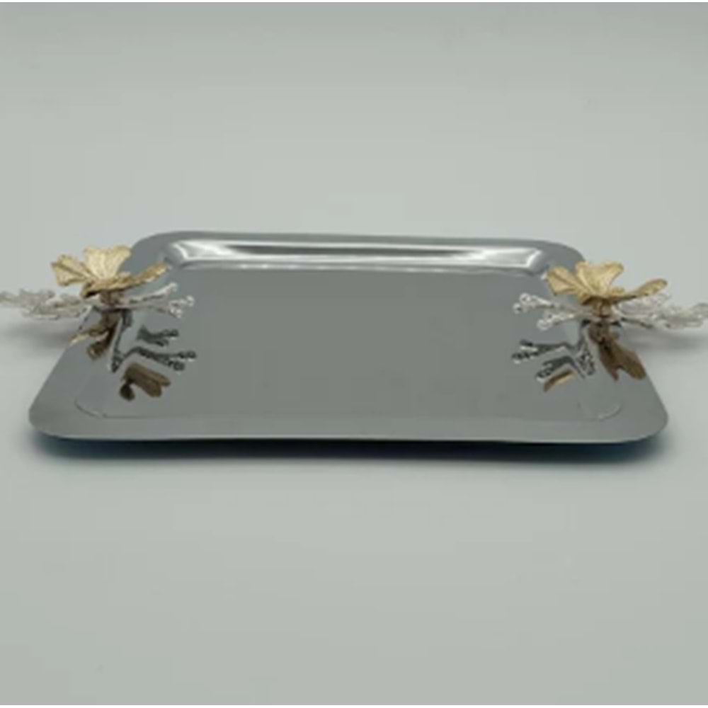 MANOR HOME MNR-TBKLB07 DİK BEYAZ KELEBEK KULP KROM TEPSİ