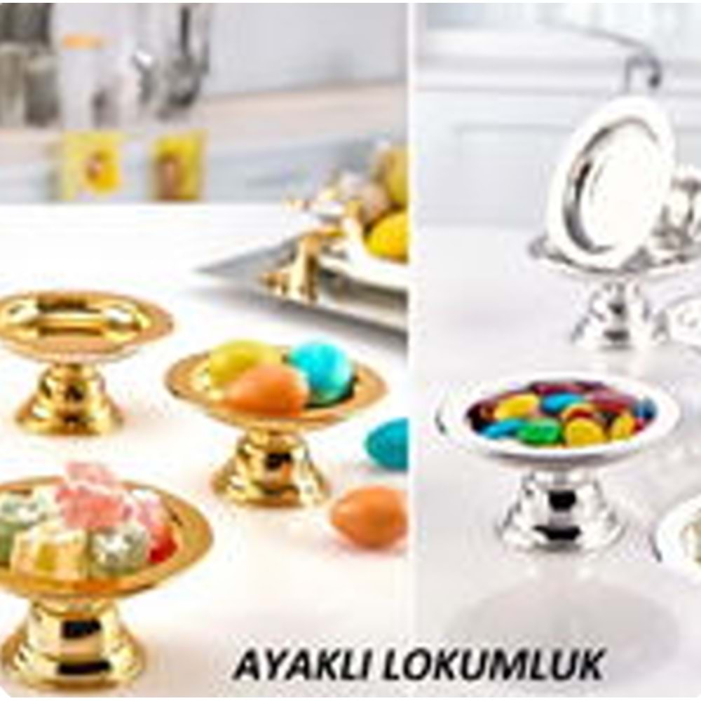 MANOR HOME MNR-EN0917 AYAKLI YENİ LOKUMLUK-MAKARONLUK GOLD-GÜMÜŞ