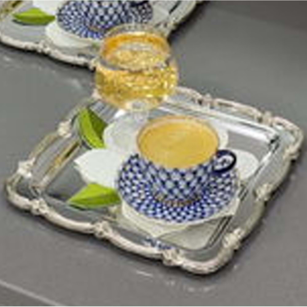 MANOR HOME MNR-TE014 KARE GÜLHANE GÜMÜŞ SUNUM TEPSİSİ