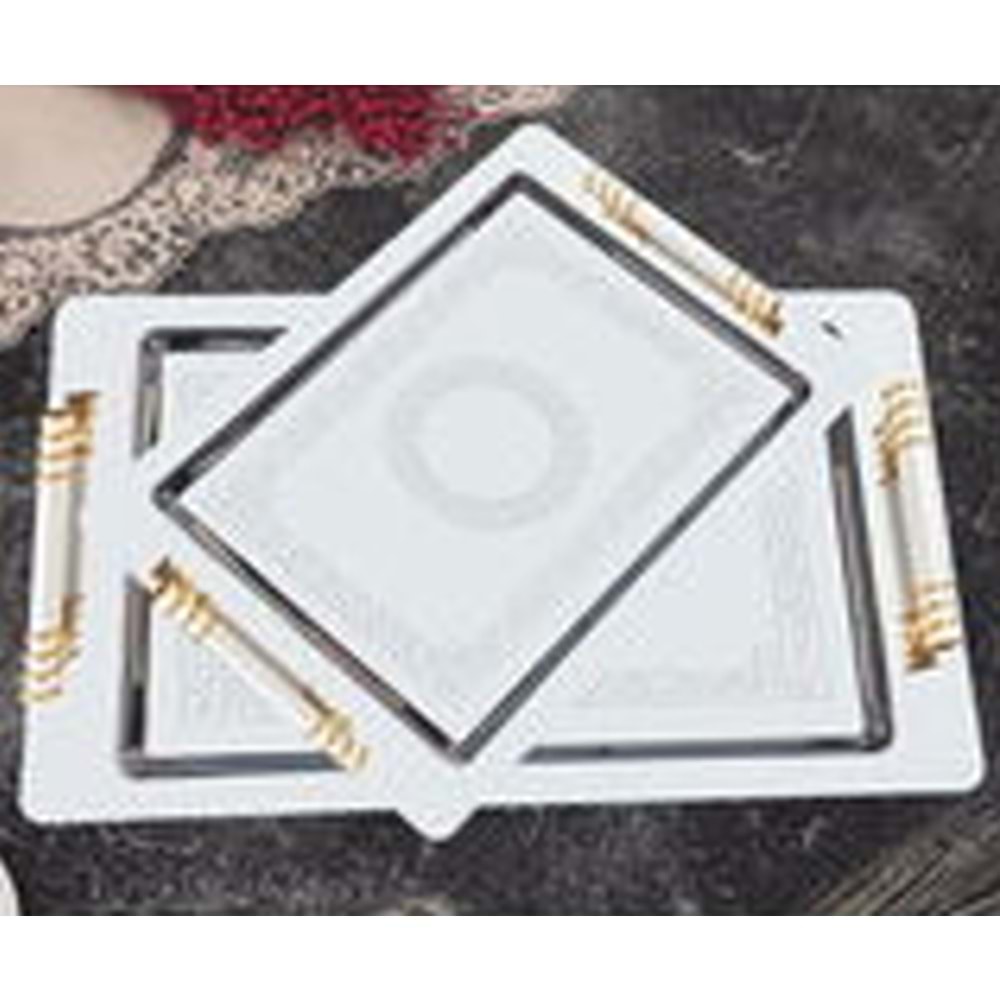 MANOR HOME MNR-ETN09 HANZADE GOLD 2 Lİ PASLANMAZ ÇAY TEPSİ*14