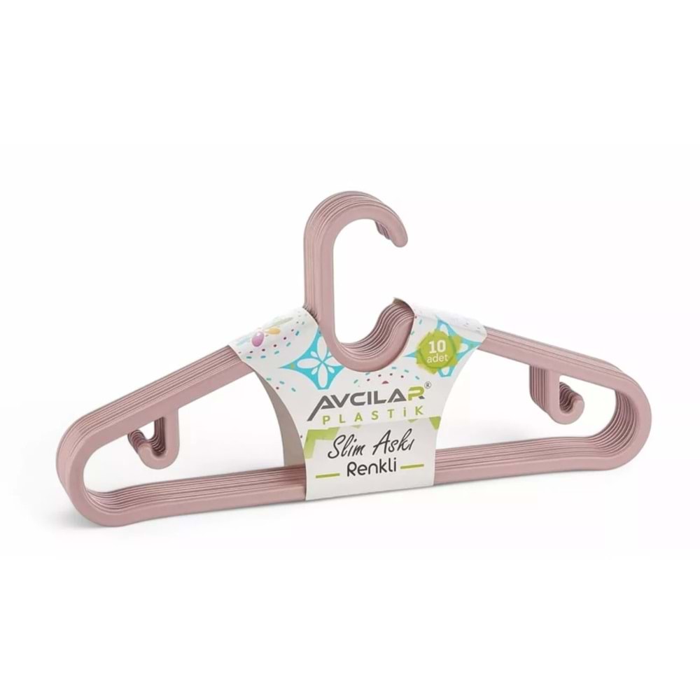 AVCILAR AV123 SLIM RENKLİ ELBİSE ASKISI 10LU*36