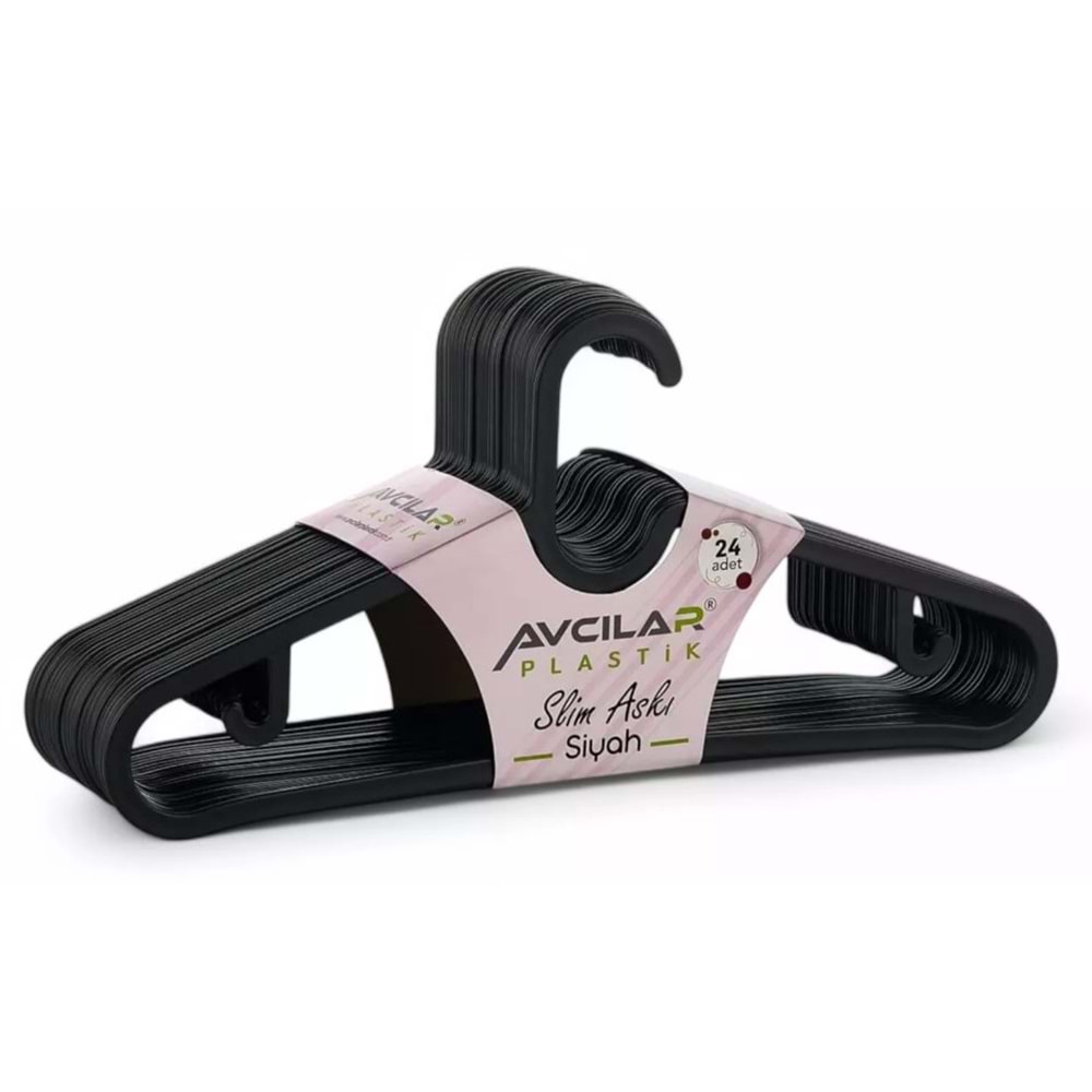 AVCILAR AV122 SLİM SİYAH ELBİSE ASKISI 24LÜ*16