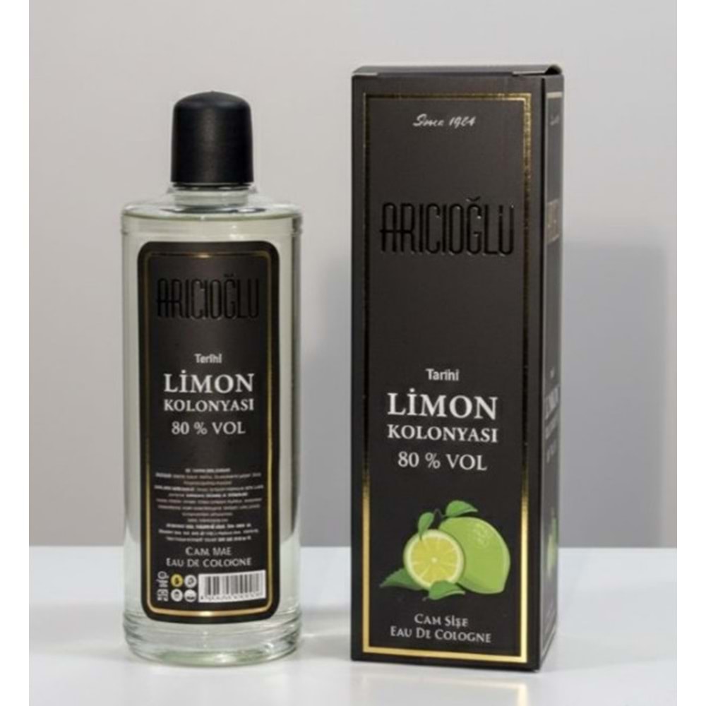 ARICIOĞLU 250 ML LİMON CAM KOLONYA*24