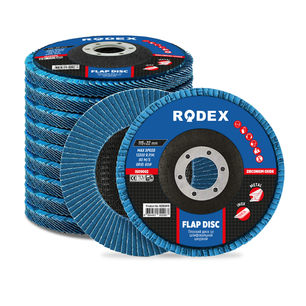 RZB0315 RODEX MAVİ ZİRKONYUM OKSİT FLAP DİSK 115MM 36KUM*20