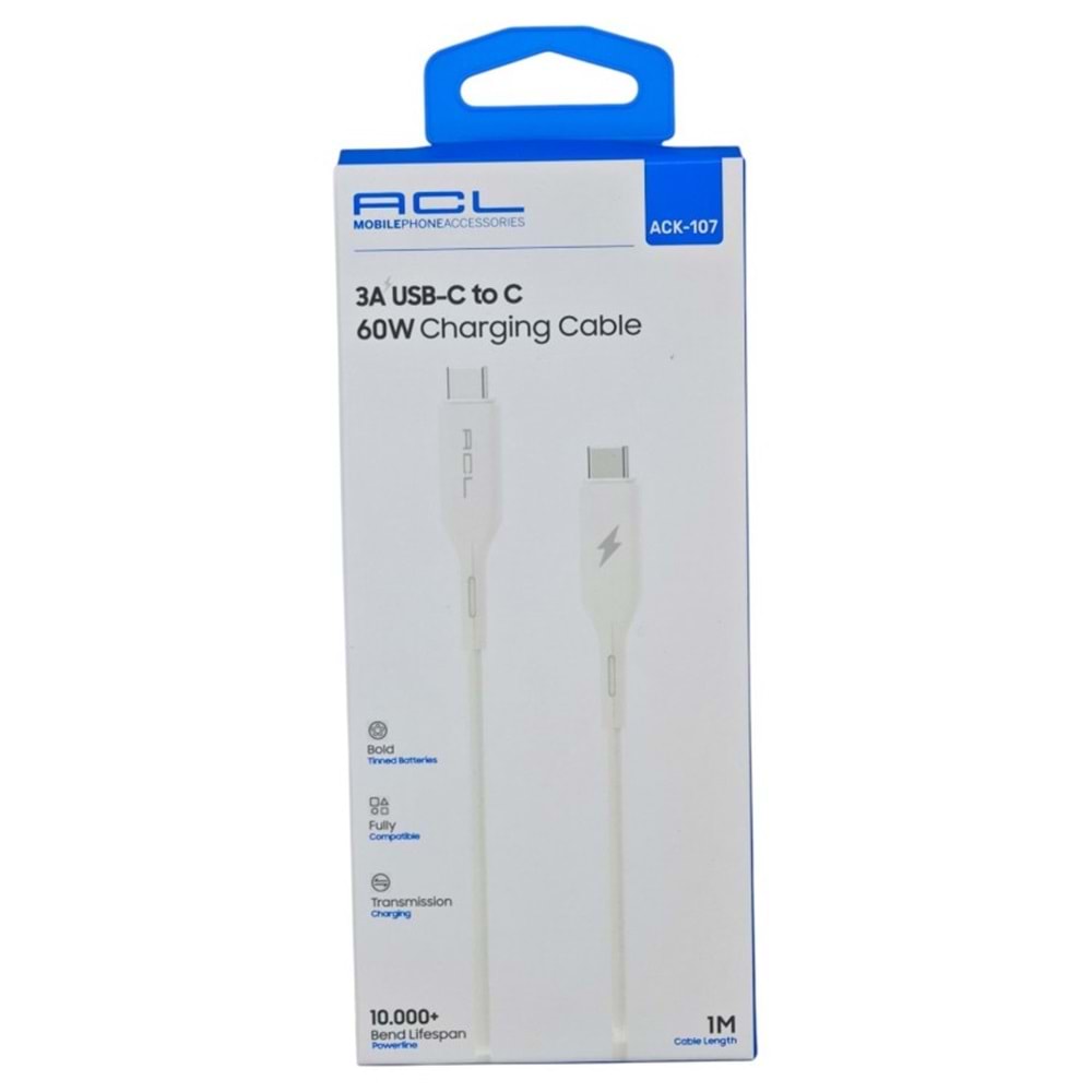 ACK107 ACL ŞARJ KABLO TYPE-C PD 60W*10